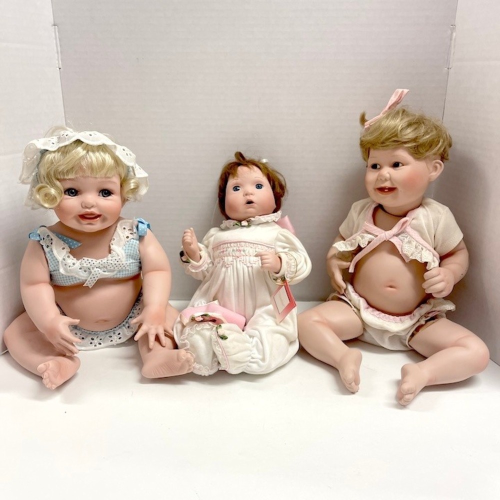 3 Vintage Baby Dolls Ashton Drake Rosebud &Baby Doll & Hamilton Collection Sally